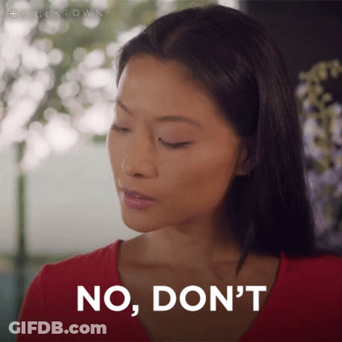 A Woman In A Red Shirt Says No Don T GIF