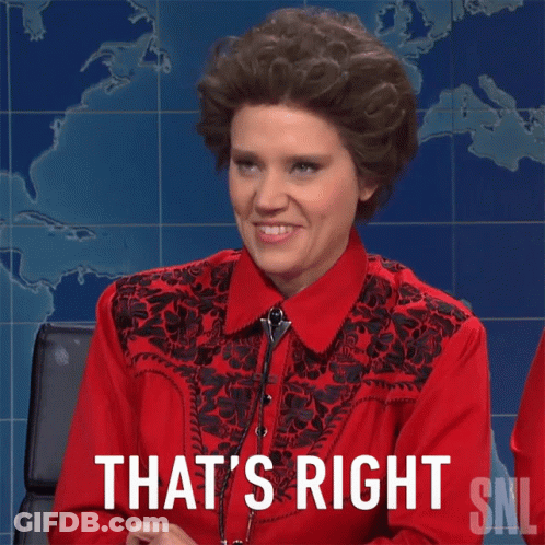A Woman In A Red Shirt Says " That 'S Right " GIF