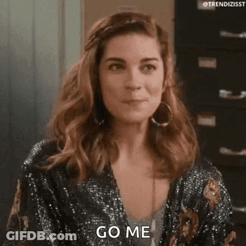 Woman Making Funny Face Saying Go Me GIF