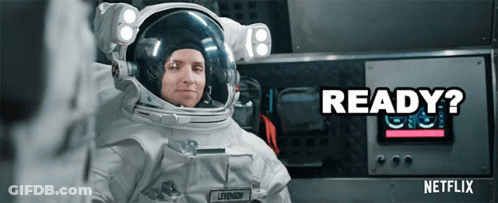 A Woman In A Space Suit Says " Ready " GIF