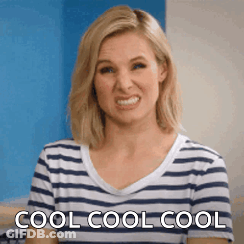 A Woman In A Striped Shirt Is Making A Funny Face And The Words Cool Cool Cool Are Behind Her GIF