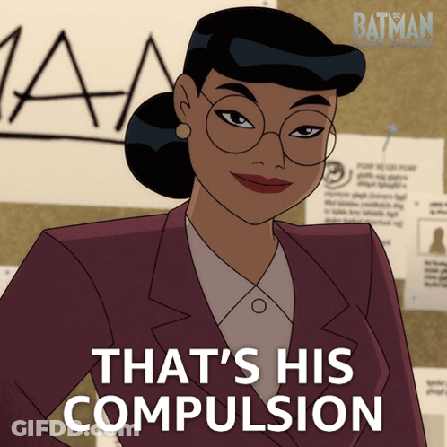 A Woman In A Suit And Glasses Says That 'S His Compulsion GIF