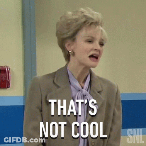 A Woman In A Suit And Tie Is Saying That 'S Not Cool . GIF