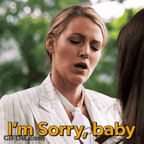 A Woman In A Suit Says I 'M Sorry Baby To Another Woman GIF