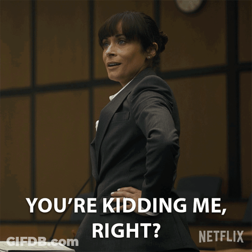 A Woman In A Suit Stands In Front Of A Podium And Says You 'Re Kidding Me Right GIF