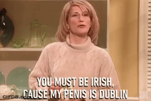 Woman In Sweater Saying You Must Be Irish GIF