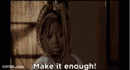 A Woman In A Towel Says Make It Enough . GIF