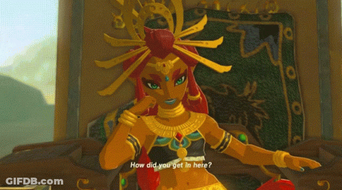 A Woman In A Video Game Says How Did You Get In Here GIF