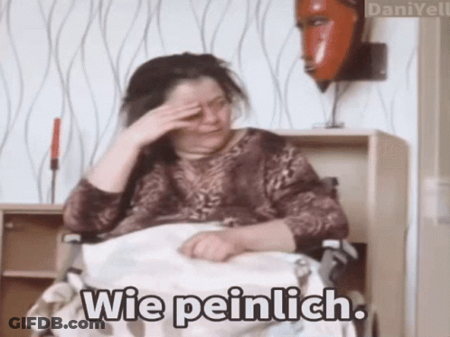 Woman In Wheelchair With Wie Peinlich GIF