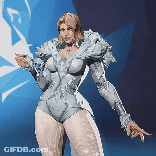 A Woman In A White Bodysuit With Feathers On The Sleeves GIF