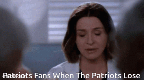 A Woman In A White Coat With The Words Patriots Fans When The Patriots Lose Above Her GIF