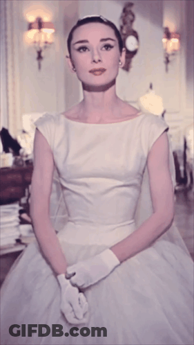 Woman In White Dress And Gloves GIF