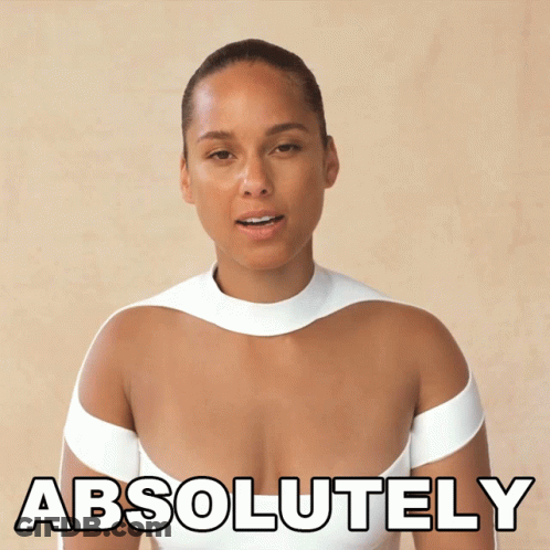 A Woman In A White Dress Says Absolutely In Black GIF