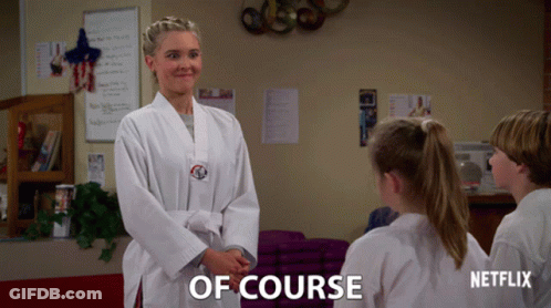 Woman In White Karate Uniform Says Of Course GIF