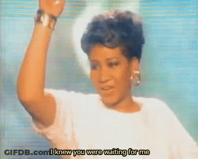 A Woman In A White Shirt Is Dancing And Says I Knew You Were Waiting For Me . GIF