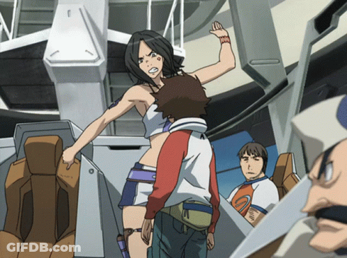 A Woman In A White Top Is Standing Next To A Boy In A Red Shirt GIF
