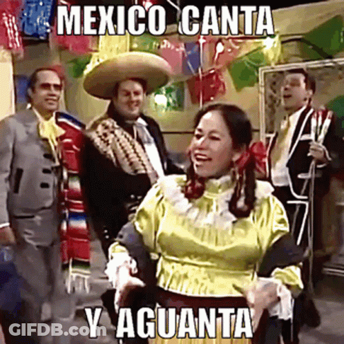 A Woman In A Yellow Dress Is Dancing In Front Of A Group Of Men In Suits . GIF