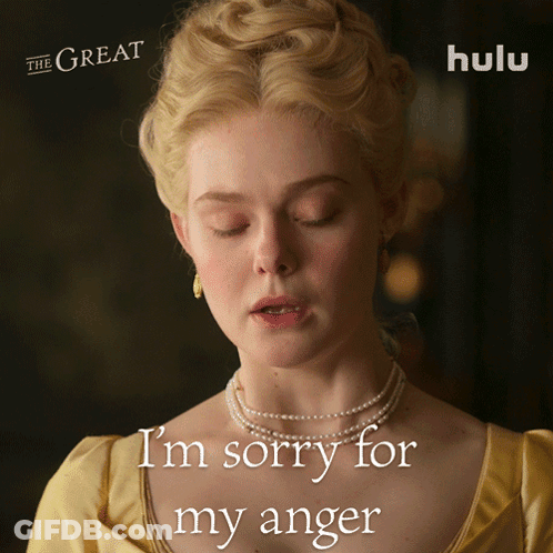 Woman In Yellow Dress Saying I'm Sorry For My Anger GIF