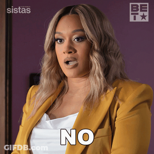 A Woman In A Yellow Jacket Says " No " GIF