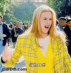 A Woman In A Yellow Plaid Jacket Says Ugh As If In Front Of A Crowd GIF