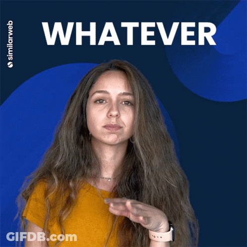 A Woman In A Yellow Shirt Says Whatever GIF