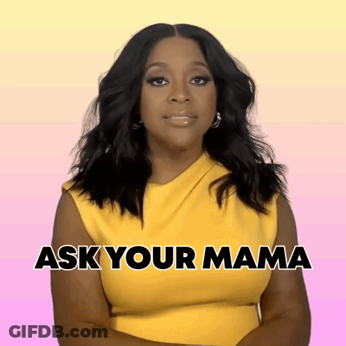 Woman In Yellow Top Asking Her Mama GIF