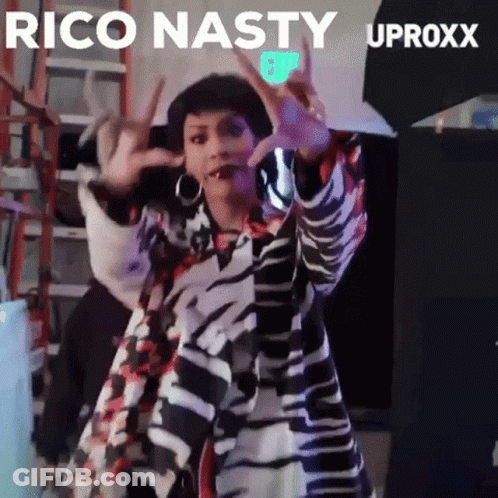 A Woman In A Zebra Print Jacket Is Making A Peace Sign GIF