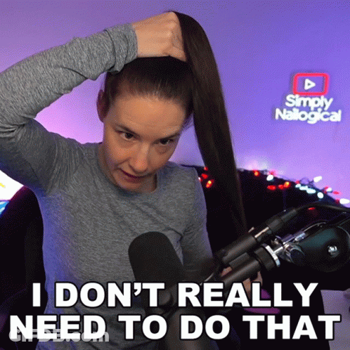 A Woman In Front Of A Microphone With The Words I Don 'T Really Need To Do That Below Her GIF