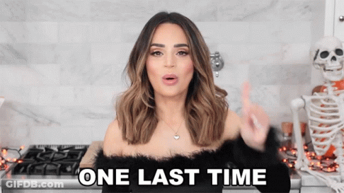A Woman In Front Of A Skeleton Says " One Last Time " GIF