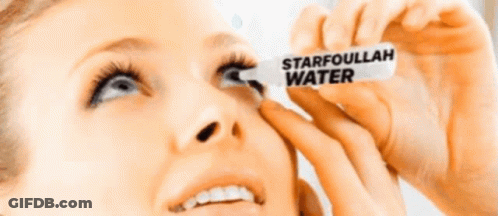A Woman Is Applying Starfoullah Water To Her Eye GIF
