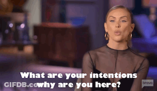 A Woman Is Asking What Are Your Intentions Why Are You Here ? GIF