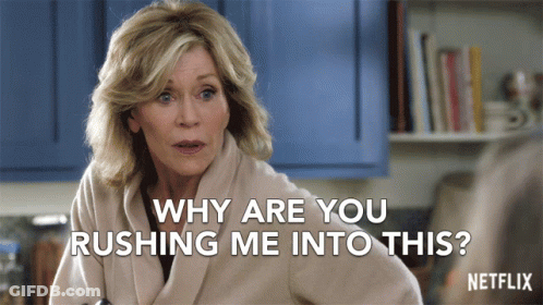 A Woman Is Asking Why Are You Rushing Me Into This On Netflix GIF