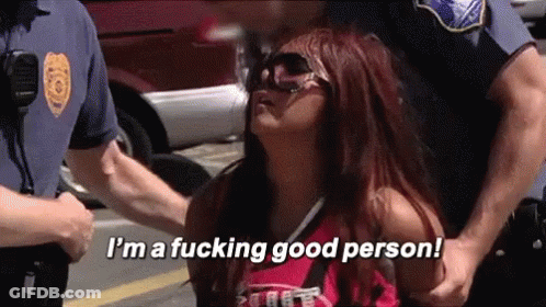 A Woman Is Being Arrested By Police Officers And Says I 'M A Fucking Good Person . GIF