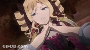 A Woman Is Being Choked By A Man In A Purple Dress . GIF
