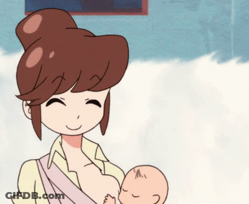 A Woman Is Breastfeeding A Baby In A Sling GIF