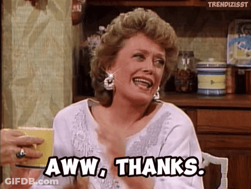 A Woman Is Clapping And Saying Aww Thanks . GIF