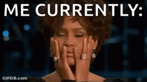 A Woman Is Covering Her Face With Her Hands With The Words `` Me Currently '' Written Above Her . GIF