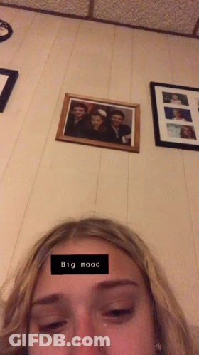 Woman Crying In Front Of Big Mood Frame GIF