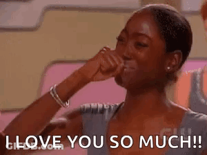 A Woman Is Crying While Holding Her Hand To Her Face And Saying `` I Love You So Much ! '' GIF