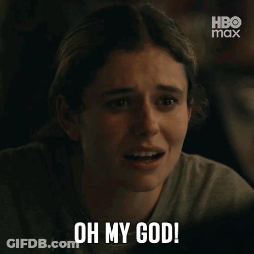 A Woman Is Crying With Her Mouth Open And The Words Oh My God On Her Face . GIF