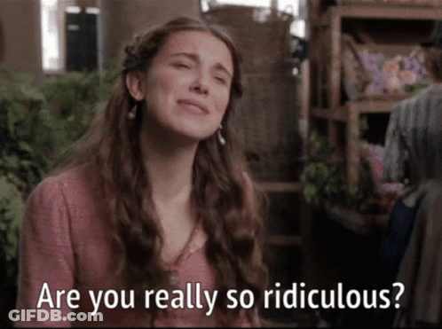 A Woman Is Crying With The Words Are You Really So Ridiculous Above Her GIF