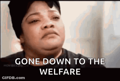 A Woman Is Crying With The Words Gone Down To The Welfare On The Bottom GIF