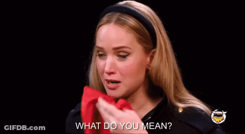 A Woman Is Crying With The Words " What Do You Mean " Above Her GIF