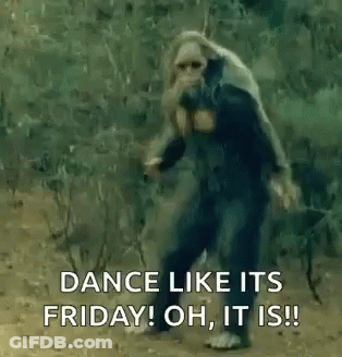 A Woman Is Dancing In The Woods On Friday . GIF