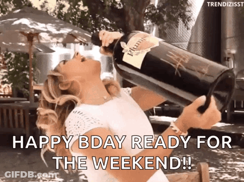 A Woman Is Drinking A Bottle Of Plume Wine GIF