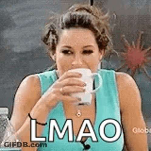 A Woman Is Drinking A Cup Of Coffee And Making A Face . GIF