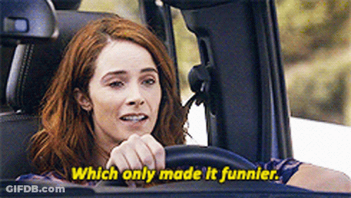 A Woman Is Driving A Car And Says Which Only Made It Funnier . GIF