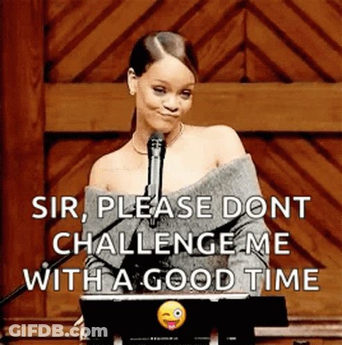 A Woman Is Giving A Speech In Front Of A Microphone And Saying Sir Please Dont Challenge Me With A Good Time GIF