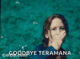 A Woman Is Giving The Middle Finger And Saying `` Goodbye Terama '' . GIF