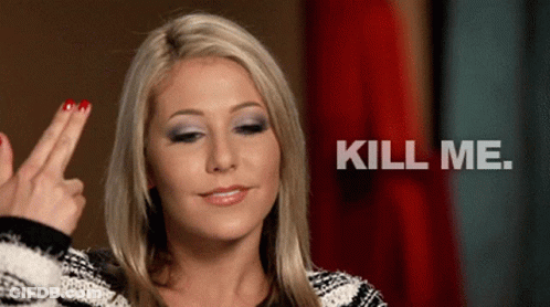 A Woman Is Giving The Middle Finger And The Words Kill Me Are Behind Her GIF